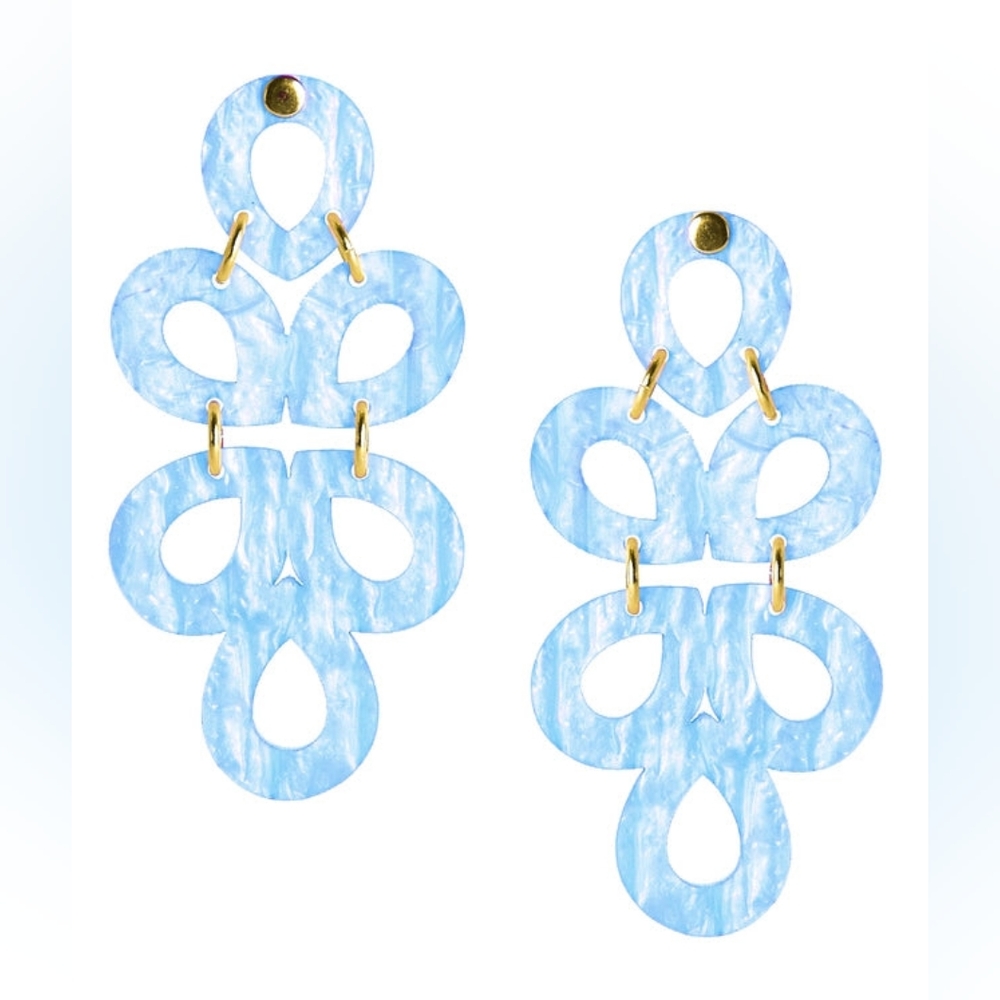 Ginger Acrylic Earring in Blue Shell by Lisi Lerch